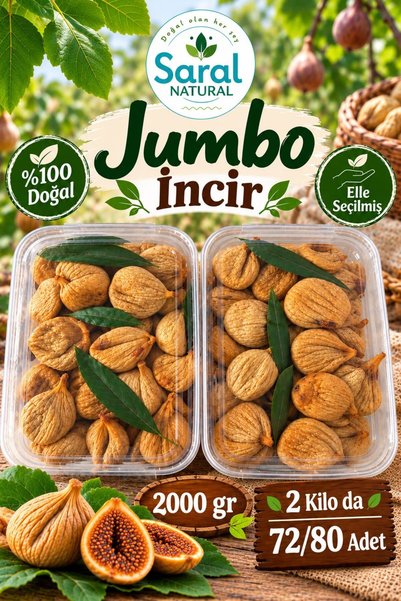 Saral Natural Kuru İncir EN BÜYÜK BOY 1. SINIF İncir % 100 Doğal Elle Seçilmi...