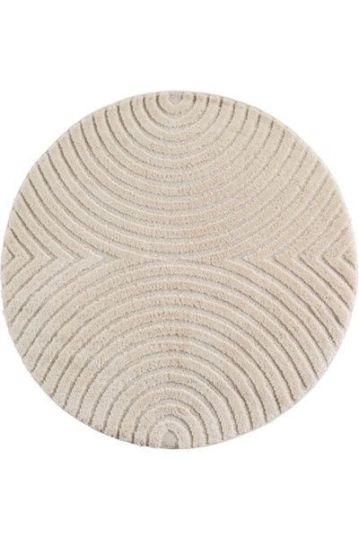 VivaDeco Covor Rotund Art V2, D120 cm, Crem, 100% Polipropilena, Fir 8 mm, 19...