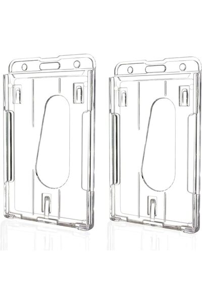 ASKIND 2 Pack Vertical 2-Card Badge Holder with Thumb Slot Hard Transparent P...