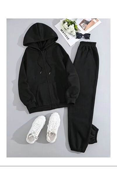 EXPECTED Set de trening oversize unisex cu fermoar, set cardigan larg