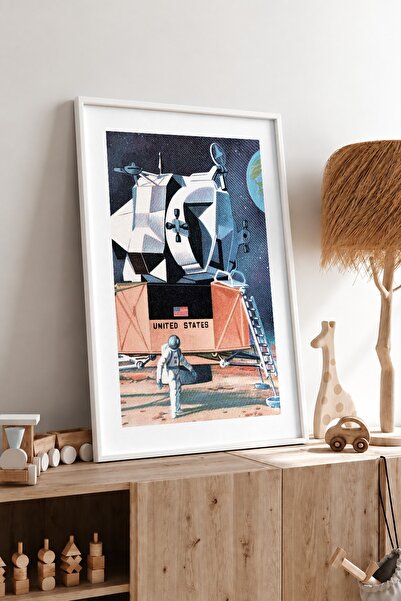KEYFHOME Astronaut koji se spušta na Mesec, uokviren MDF poster, dekoracija z...