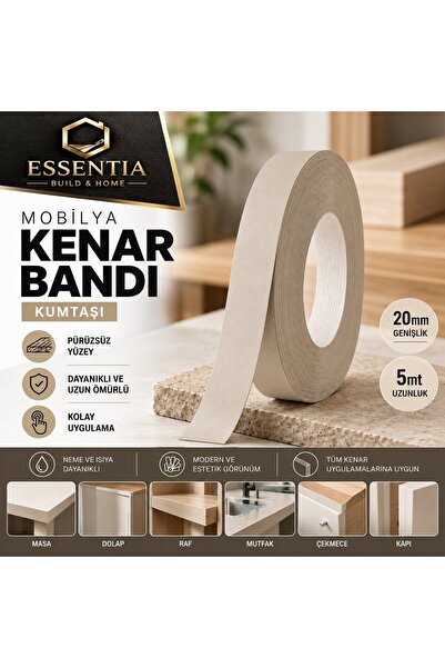 ESBH Mobilya Kenar Bant 20 mm x 5 Metre Kumtaşı Ütü Bantı Melamin Kenar Bandı