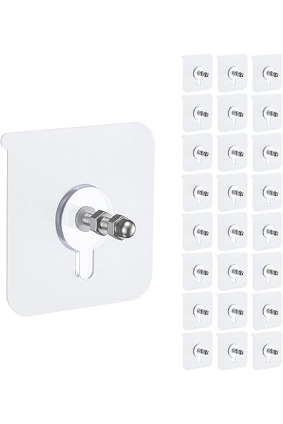 GENERAL 24 Pack Picture Hanging Hooks, Self Adhesive Transparent Wall Hooks, ...