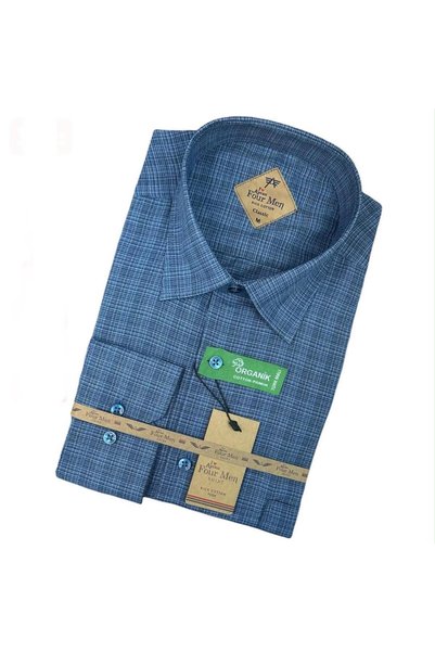 GÖMLEK GALERİSİ Men's Classic Wide Cut Long Sleeve Cotton Shirt with Pockets