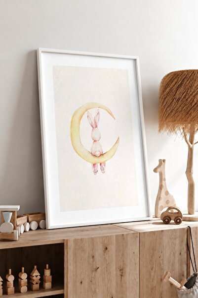 KEYFHOME Ayda Rabbit Tablou MDF înrămat Poster pentru camera copiilor Decor d...