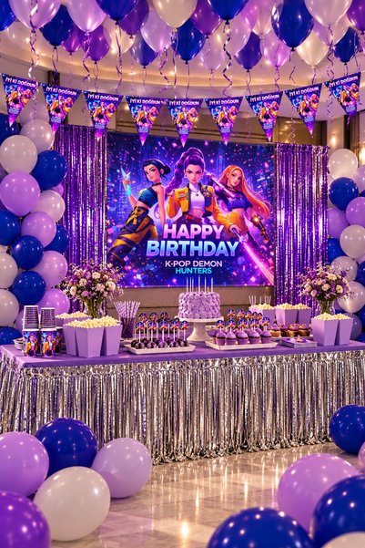 HAPPYLOOPPARTY Kpop Demon Hunters 8-Person 50X70 cm Poster Birthday Party Cel...
