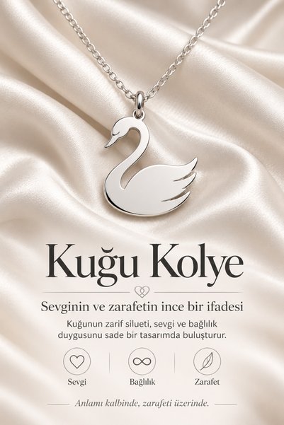 Armeks 925 Ayar Gümüş Kuğu Kolye - Gümüş Kuğulu Kolye