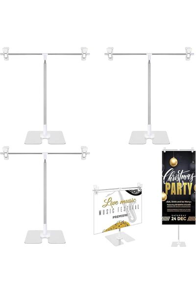 Generic Adjustable Metal Banner Holder, 3 PCS T Shaped Sign Holder Stand for ...