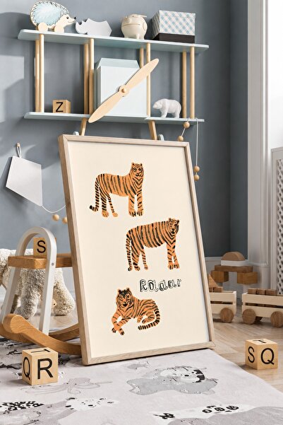 KEYFHOME Zujići tigar uokviren MDF poster slika dekoracija zida za dečiju sob...