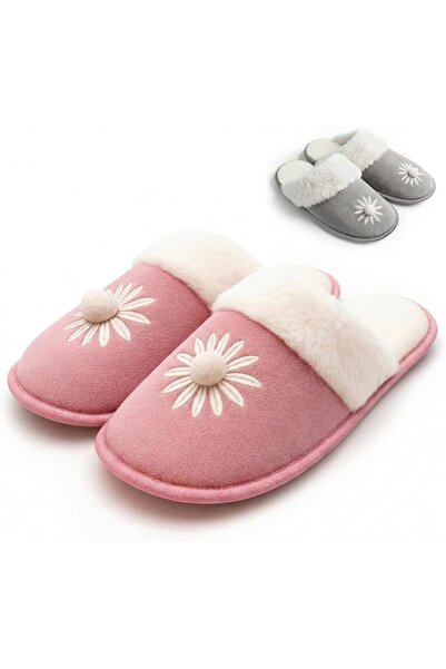 GENERAL Fuzzy House Slippers for Women, Closed Toe Indoor Slides with Faux Fu...