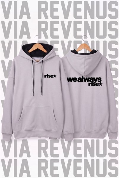 Vordevia We Always Rise Printed Unisex Wide Fit Hooded Hoodie Sweatshirt