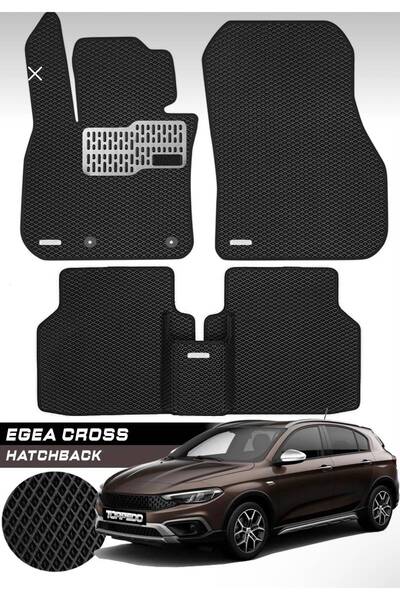 Fiat Egea Cross Hatchback Uyumlu Hücreli Premium Eva Paspas Seti Tam Set Paspas Takımı Siyah