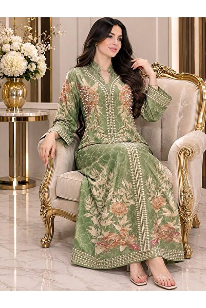 Generic Brand Elegant Robe in Jacquard Fabric with a Pattern of Abu Fuchsia a...