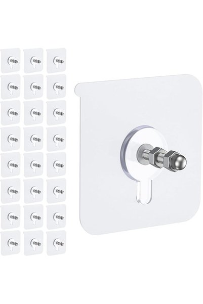 GENERAL 24Pcs Self Adhesive Picture Hooks, Strong Adhesive Wall Hooks, Waterp...