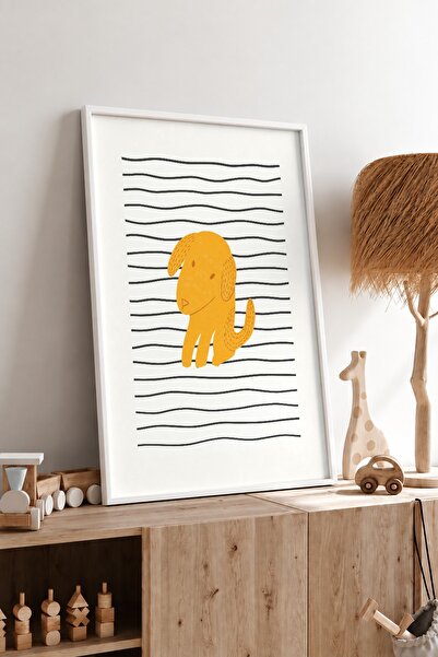 KEYFHOME Tablou MDF cu rama Sunbat Puppy Poster Cadou pentru decor de perete ...