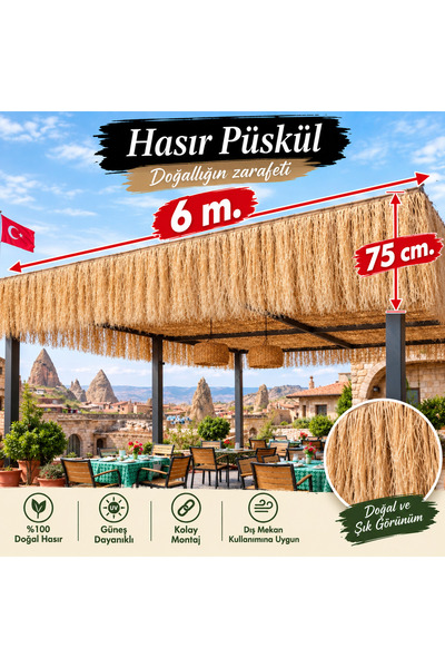 70cmx6m. Doğal Rafya Hasır Püskül Otu Saçak Otu Çatı, Duvar, Kafe Dekorasyon