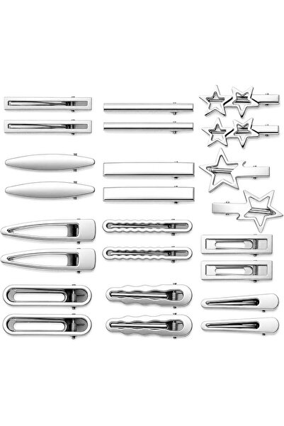 GENERAL 24 PCS Y2k Hair Clips, Silver Hair Clips for Women, 12 Styles Silver ...