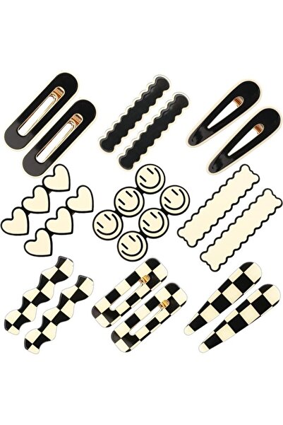 GENERAL 18pcs Acrylic Checker Hair Clips, Simple Geometric Duckbill Clips, Ko...