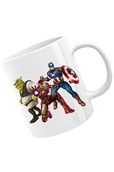 INOVATIX Кана Шрек Капитан Америка Ironman Super Powers Comics, бяла, 330 мл