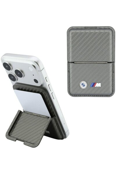 BMW Πορτοφόλι M Carbon Metal Logos Magsafe Ανθρακί - (BMOWMCS26PCILA)
