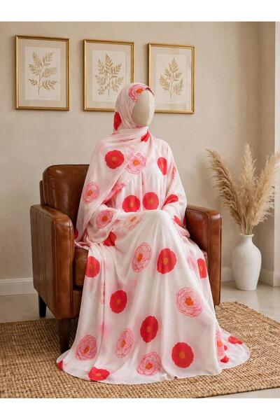 Musk Couture Poppy Bloom - 2-Piece Floral Abaya Set - Blush Pink Abaya with v...