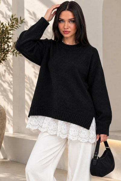 AKD Atelier Pulover tricotat pentru femei, supradimensionat, cu umeri goi, cu...