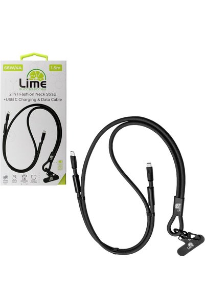 Lime SUCCESSORIES 2 ΣΕ 1 ΜΟΝΤΕΡΝΟ ΛΟΥΡΑΚΙ ΛΑΙΜΟΥ - USB-C ΣΕ USB-C ΦΟΡΤΙΣΗ & Μ...