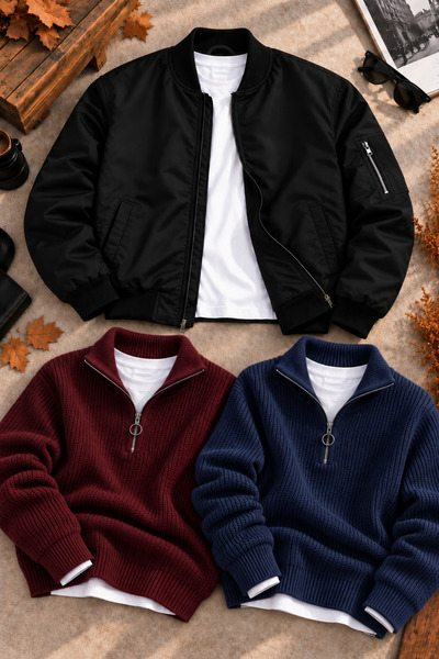 Gameyal Men's 3-Piece Winter Combination Set Unisex Oversize Double Pocket Bo...