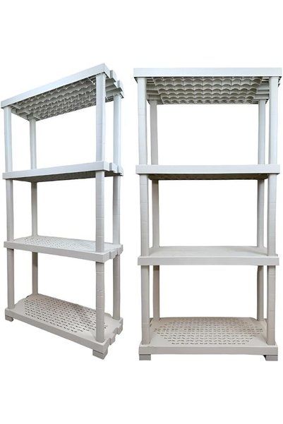 Generic Plastic Storage Shelves, 4 Tiers, Load 1000kg, 184x90x40cm, Easy to I...
