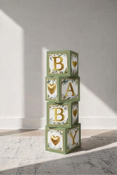 GOLDCENTER BABY YAZILI ADAÇAYI KONSEPT BABY SHOWER KUTU |BALON KUTUSU |HASTAN...
