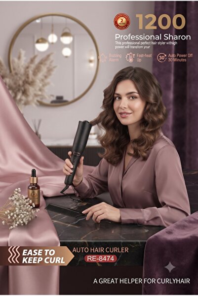 Refura - SA مكواة تجعيد الشعر الأوتوماتيكية من ريفورا مع إنذار صوتي وإيقاف تلقائي بعد 30 دقيقة طراز RE-8474