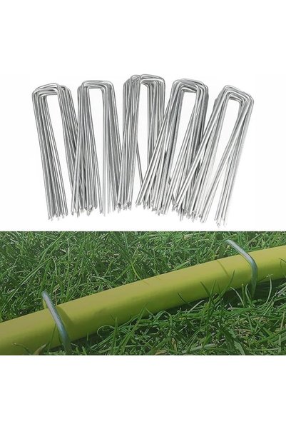 BIGTHREE Garden Galvanized Landscape Staples, 20 Pack 6 inch Garden Stakes Se...