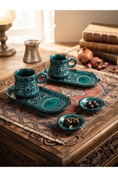 Generic Brand 2-Person Tile Patterned Turkish Coffee Cup Set