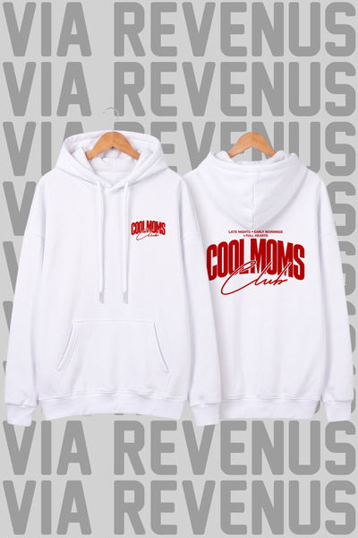 Vordevia Cool Moms Club Printed Unisex Wide Fit Hooded Hoodie Sweatshirt