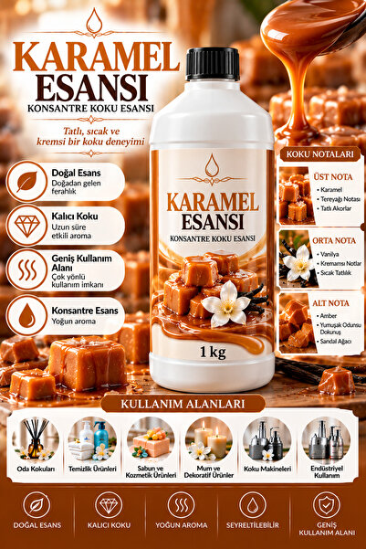 Karamel Esansı 1 kg Konsantre Koku Esansı Seyreltilebilir