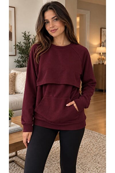 Maison La Femme Women's Crew Neck Breastfeeding Sweatshirt - Long Sleeve Mate...