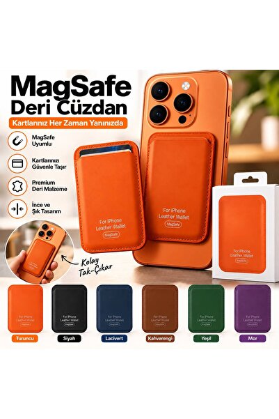Magsafe Mıknatıslı Kartlık Deri Cüzdan Kartlık Tüm Telefon Modelleri ile Uyumlu