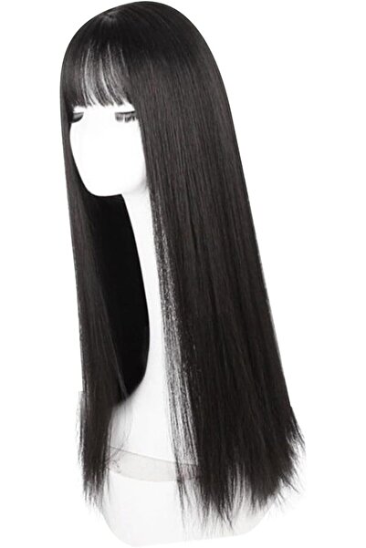 Denash Long Black Straight Wig, Flexible 28.3 Inch Fashionable Bang Heat Resi...