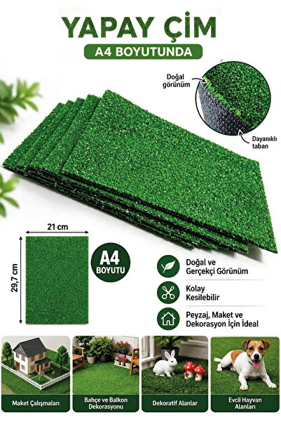Yapay Çim A4 20x30 cm 1 Adet Maket Çimi Teraryum Suni Çim Halı Dekoratif Çim