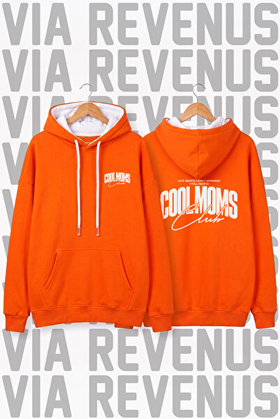 Vordevia Cool Moms Club Printed Unisex Wide Fit Hooded Hoodie Sweatshirt