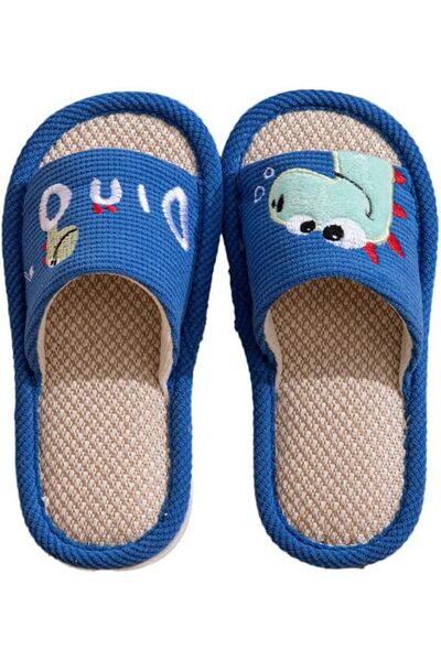 Generic Kids Cartoon Dinosaur Linen Slippers Unisex Open Toe Non-Slip Indoor ...