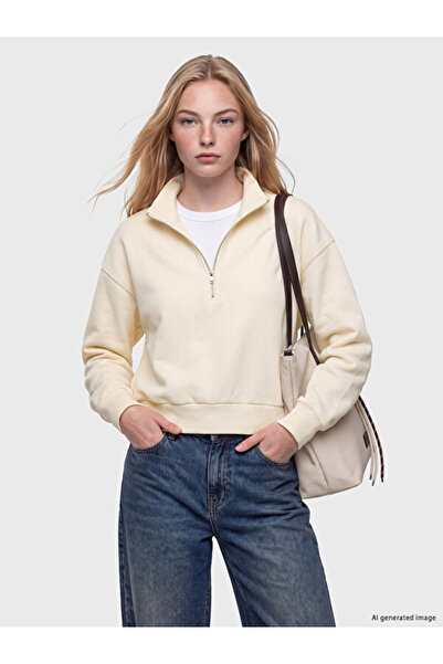 LC Waikiki Rmz Gi̇yi̇m Farkiyla Dik Roba Collar Women's Thick Sweatshirt