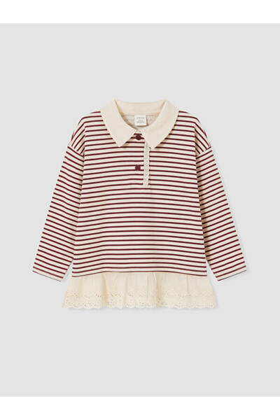 LC Waikiki Rmz Gi̇yi̇m Farkiyla Devrik Roba Collar Striped Girls' Sweatshirt