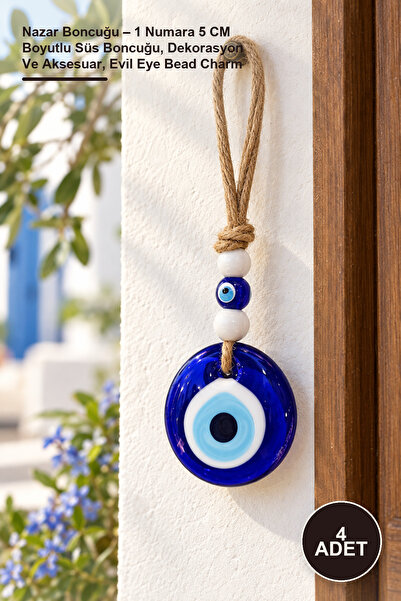 4 Adet Nazar Boncuğu – 1 Numara 5 CM Boyutlu Süs Boncuğu, Dekorasyon Ve Aksesuar, Evil Eye Bead Charm