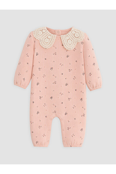 LC Waikiki Rmz Gi̇yi̇m Farkiyla Baby Roba Collar Printed Baby Girl Jumpsuit