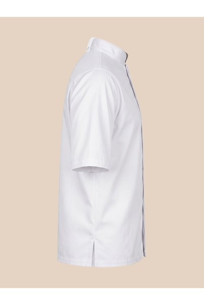 Signature Uniform Oversize Women's Chef Jacket - Women's Chef Jacket with Hidden Buttons - White / Black - Name Embroidery Gift