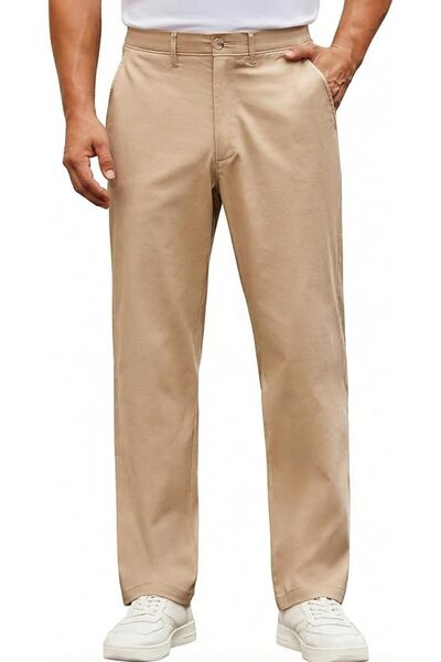 COOFANDY Mens Casual Pants Cotton Classic Fit Stretch Chino Pant Khaki Wrinkl...