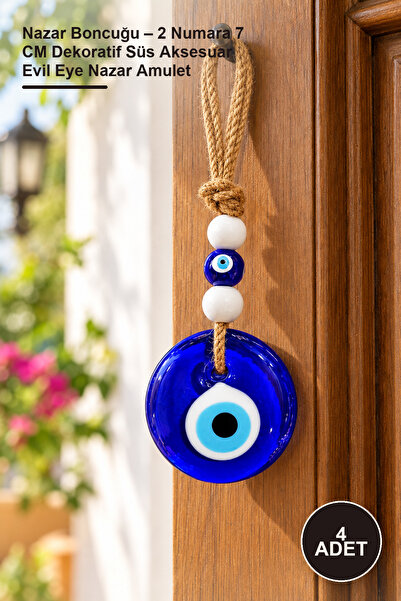 4 Adet Nazar Boncuğu – 2 Numara 7 CM Dekoratif Süs Aksesuar Evil Eye Nazar Amulet