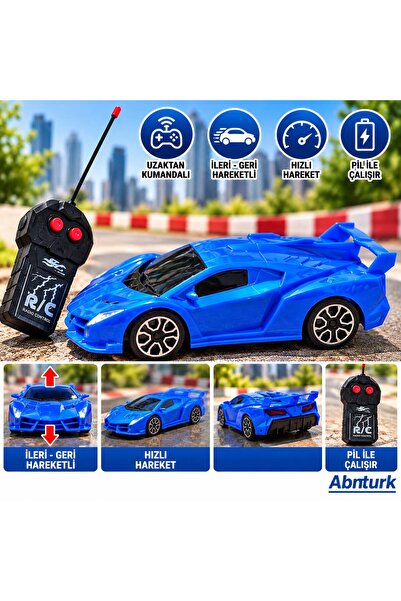 abnturk Uzaktan Kumandalı Mavi Spor Araba Oyuncak İleri Geri Hareketli Pilli ...