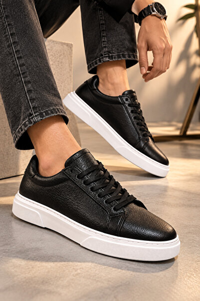 Venardi Milano Men's Black Genuine Leather Sneaker